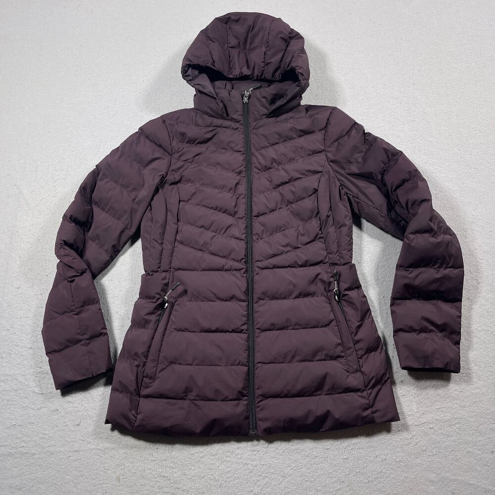 32 Degrees Jacket Women S Burgundy Quilted Hooded Puffer Stretch‎ Winter